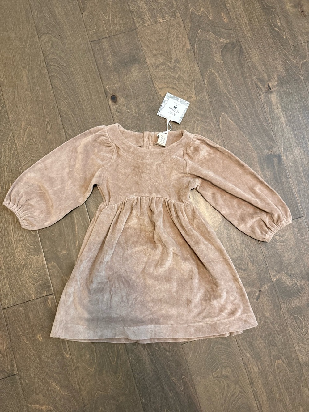 kate quinn Taupe Velour Puff Sleeve Dress